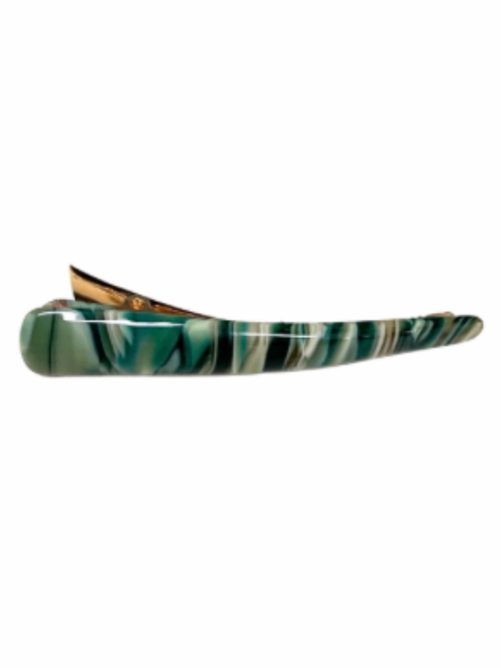 New Luxe Chignon Pinch Clip - Malachite Green Colored Alligator Clip 3.5”